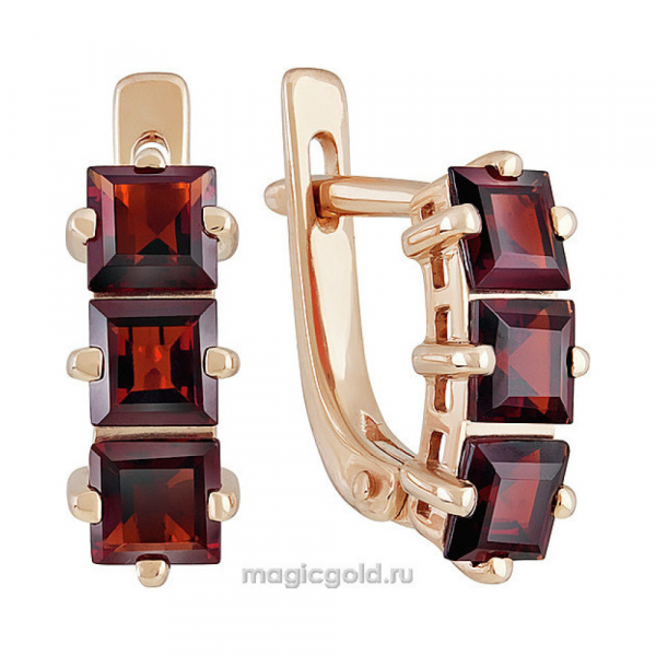 Золотые серьги с гранатом № 139096