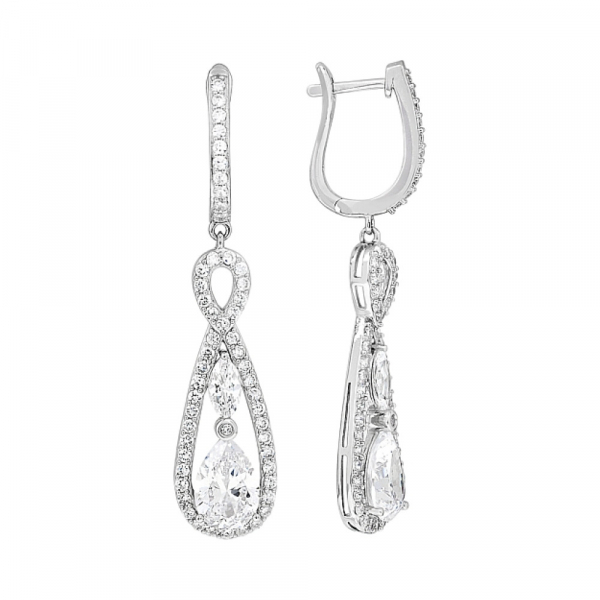 Серебряные серьги с фианитами № 112736