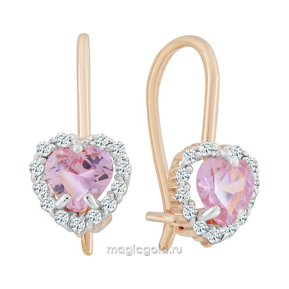 Золотые серьги с фианитом № 172160