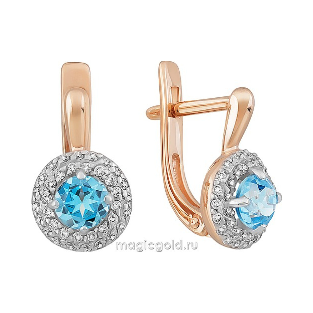Золотые серьги с топазом и фианитом № 163057