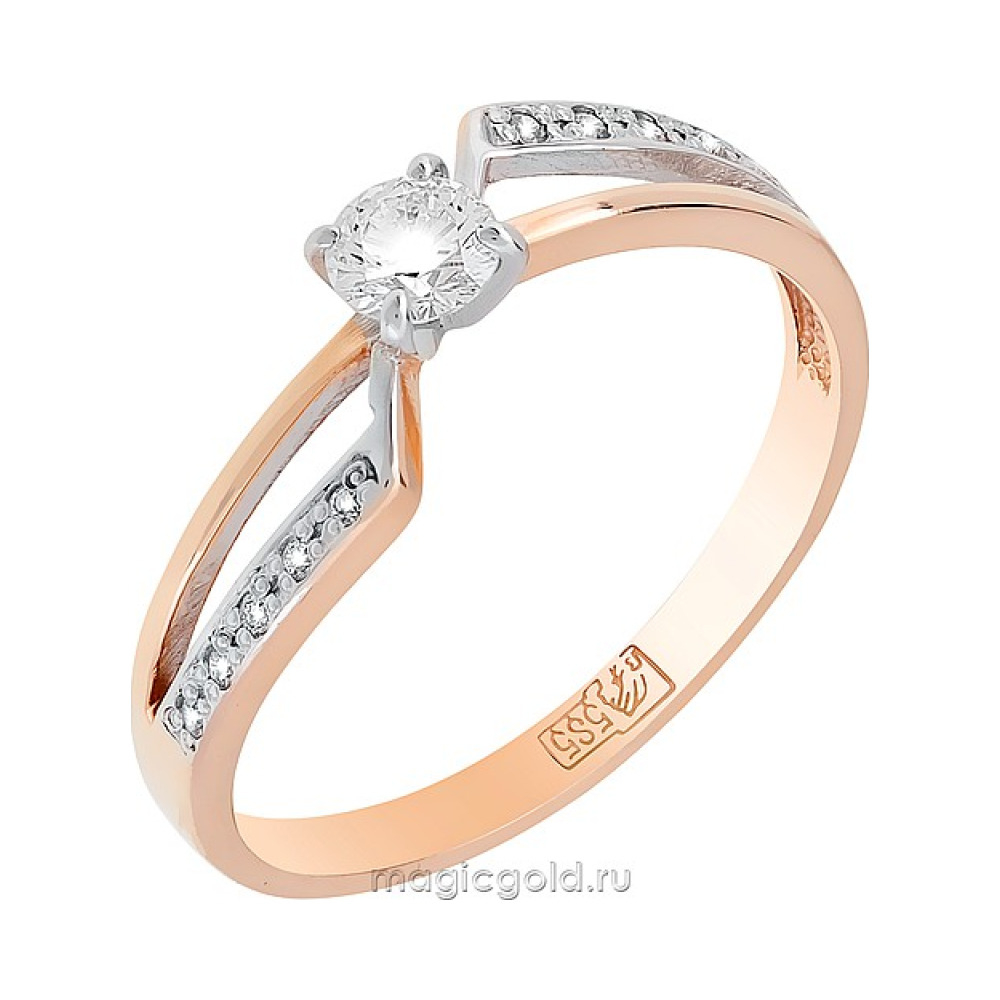 Золотое кольцо с бриллиантом № 115988