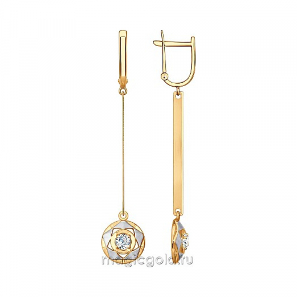 Золотые серьги с фианитом № 163965