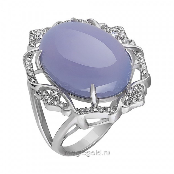 Серебряное кольцо с ониксом и фианитом № 164538