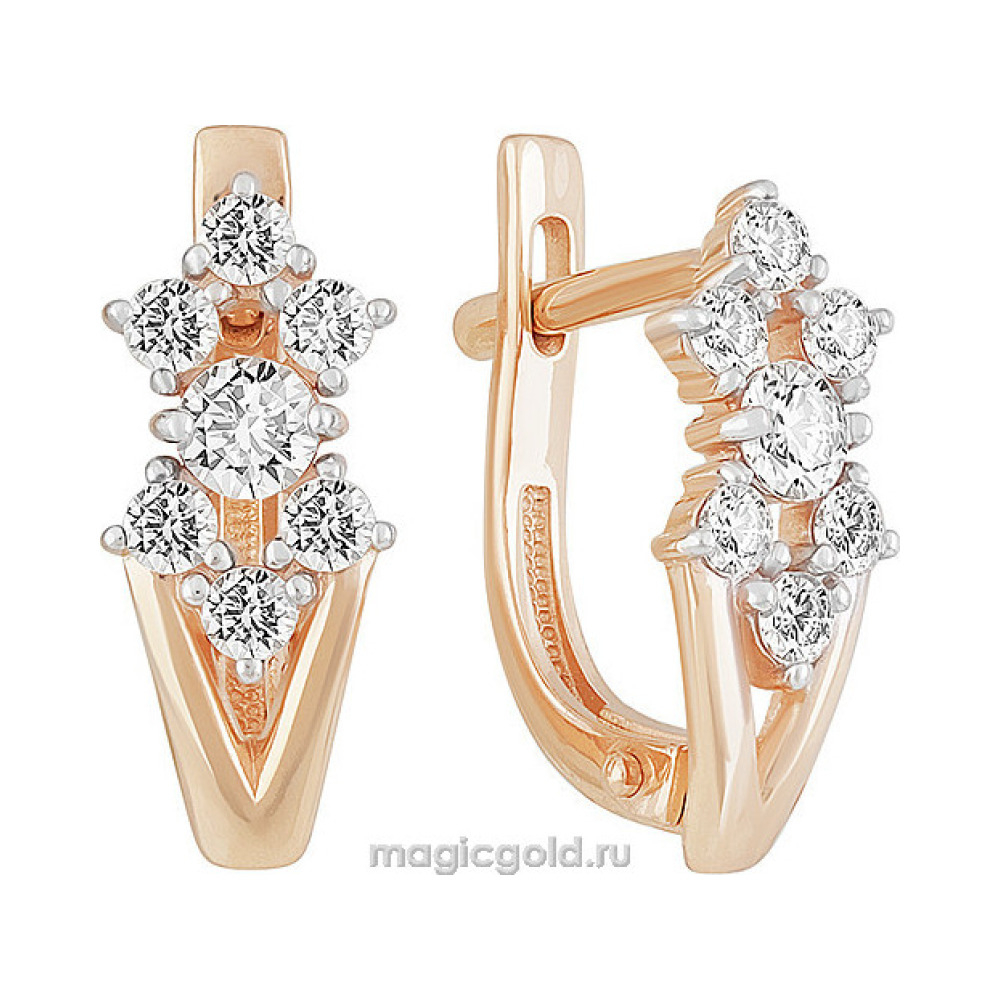 Золотые серьги с фианитом № 156094