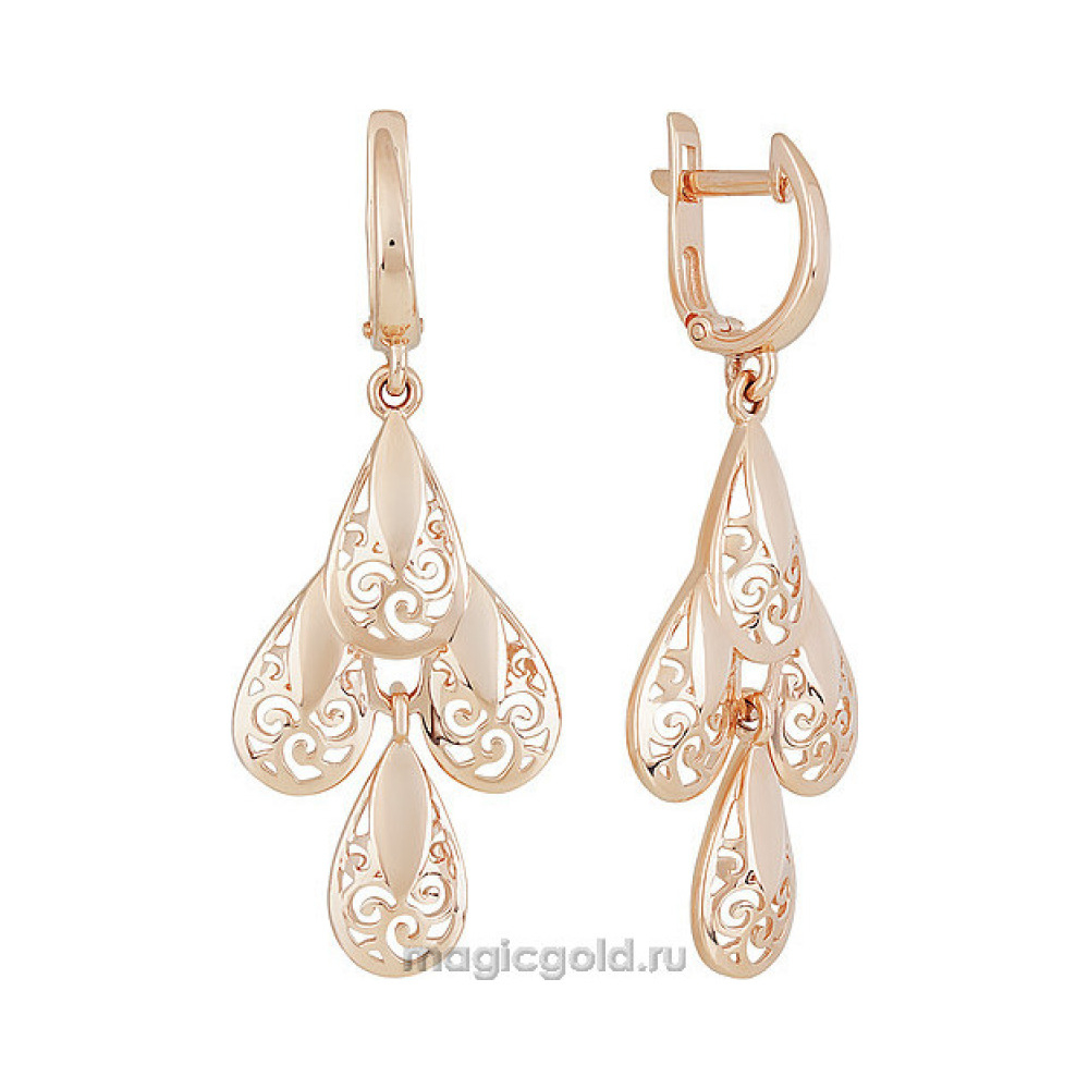 Золотые серьги без камня № 155931