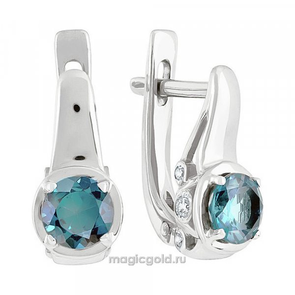 Золотые серьги с топазом и фианитом № 139241