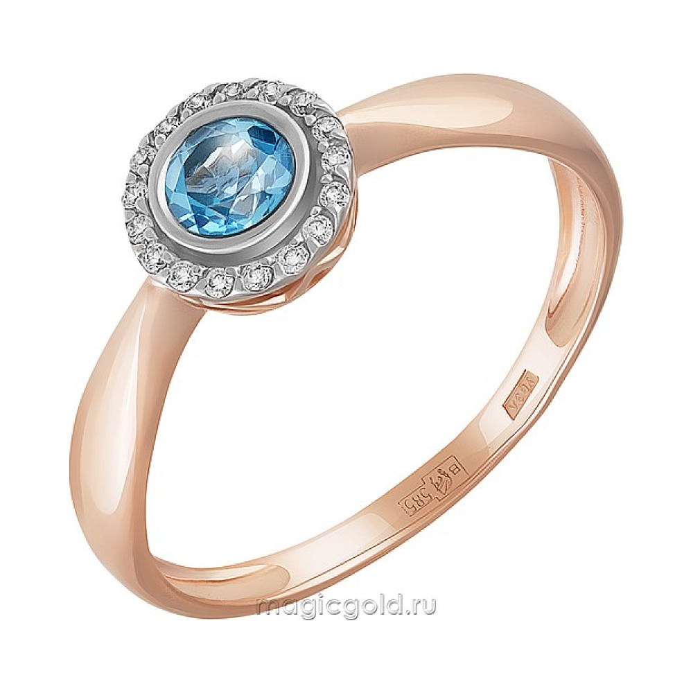 Золотое кольцо с топазом и фианитом № 164109