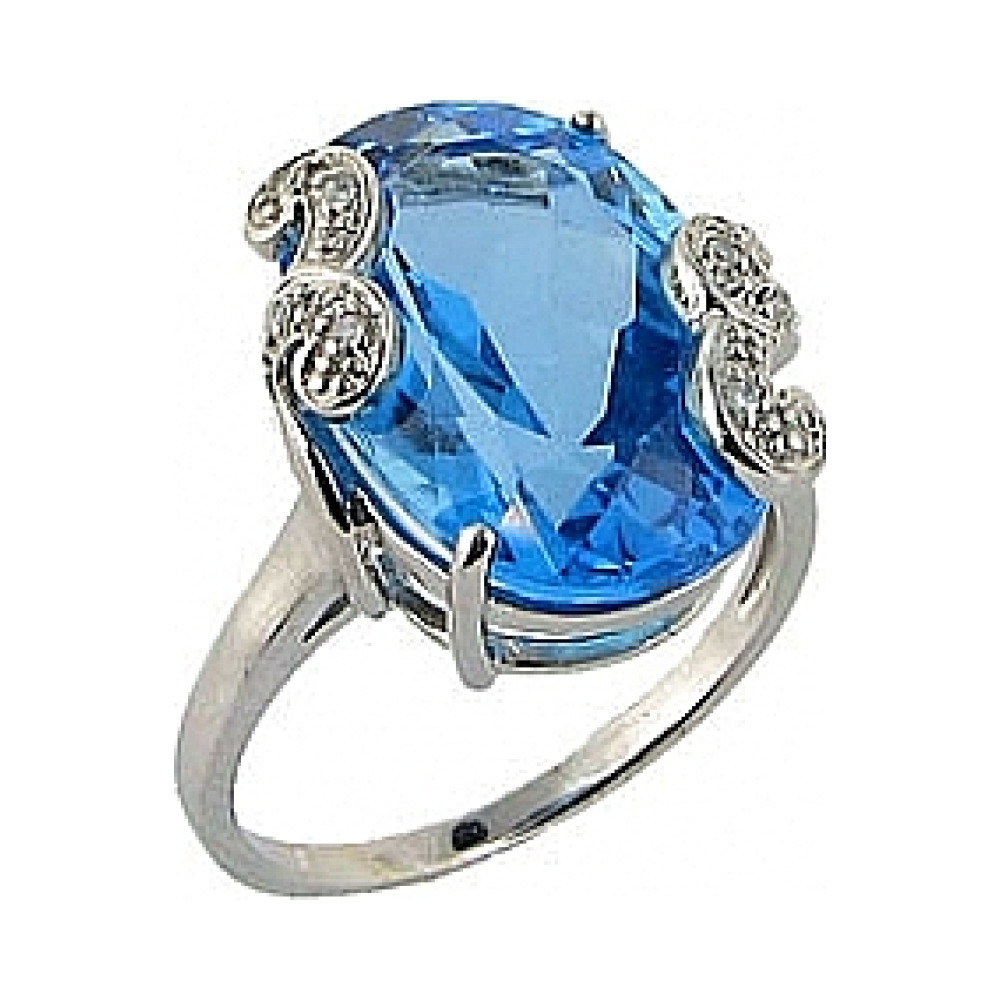 Золотое кольцо с бриллиантом и топазом № 30038