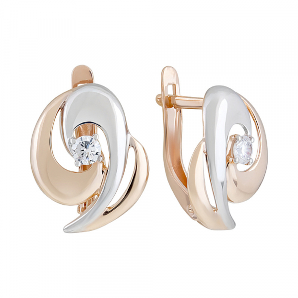 Золотые серьги с фианитом № 127807