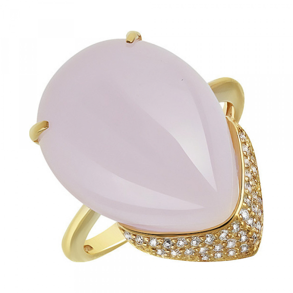 Серебряное кольцо с алпанитом , фианитом и золотым покрытием № 132473