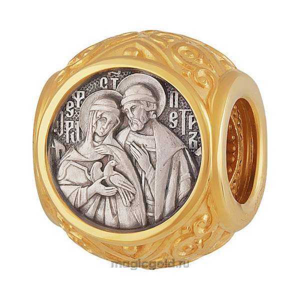 Серебряная подвеска бусина с золотым покрытием № 161343