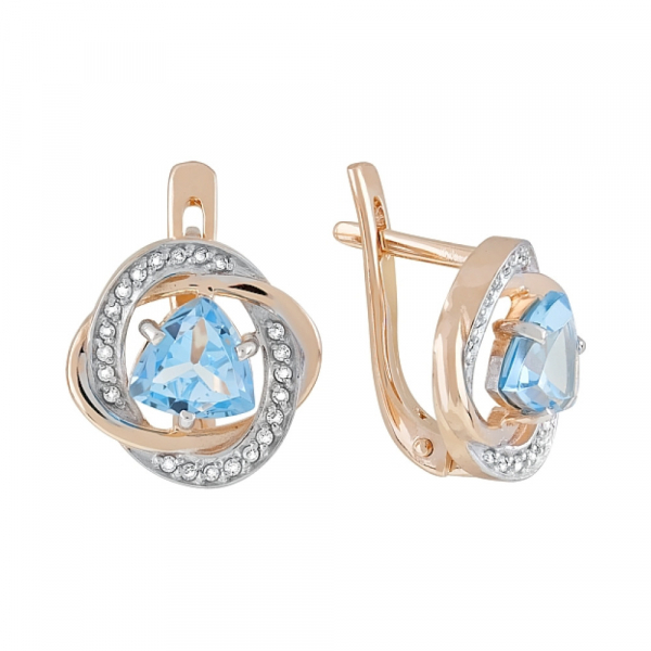Золотые серьги с топазом и фианитом № 119417