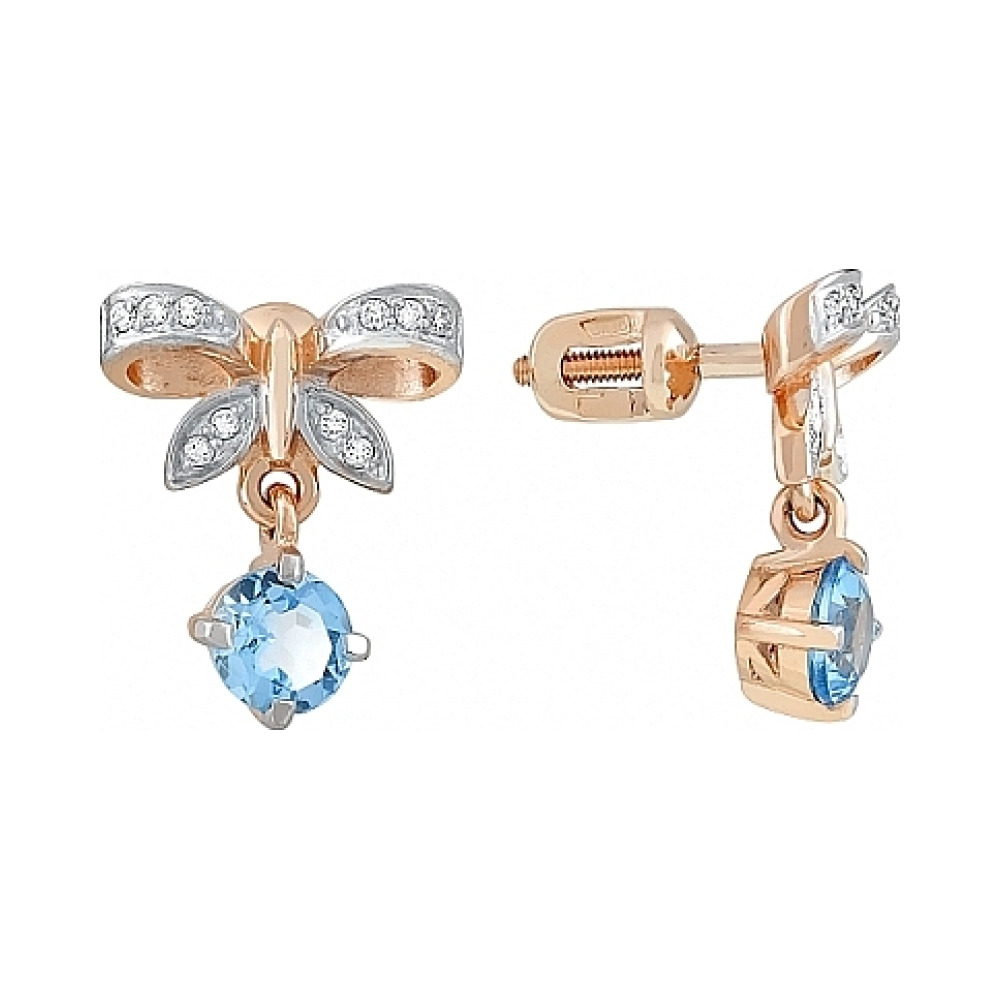 Пуссеты с топазом и фианитом № 112589