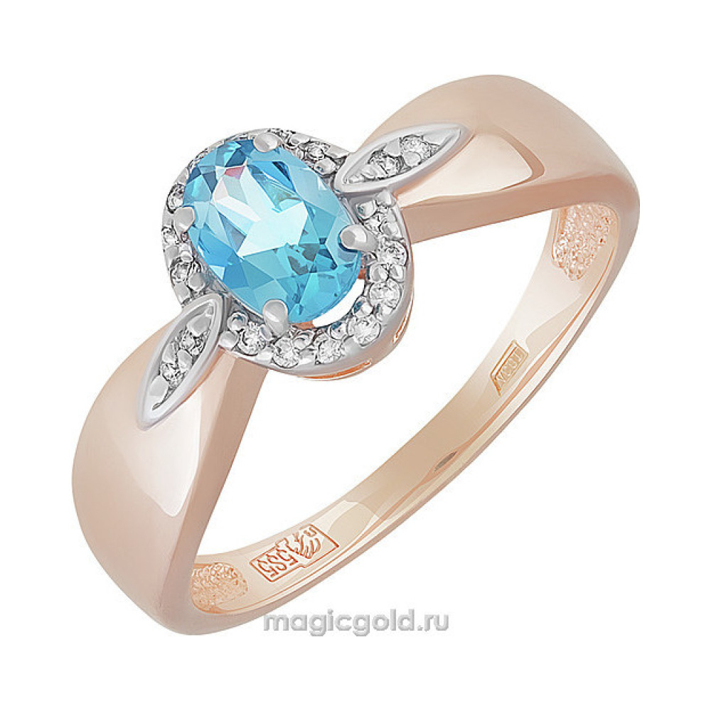 Золотое кольцо с топазом и фианитом № 142120