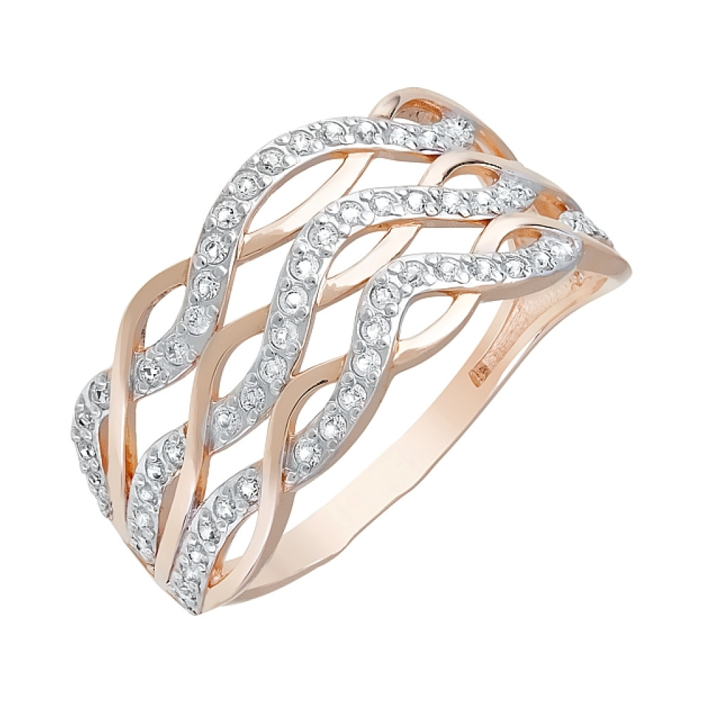 Золотое кольцо с фианитами № 121897