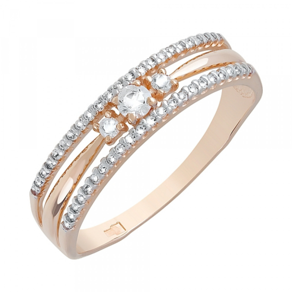 Золотое кольцо с фианитами № 121868