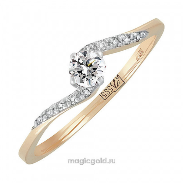 Золотое кольцо с бриллиантом № 117794