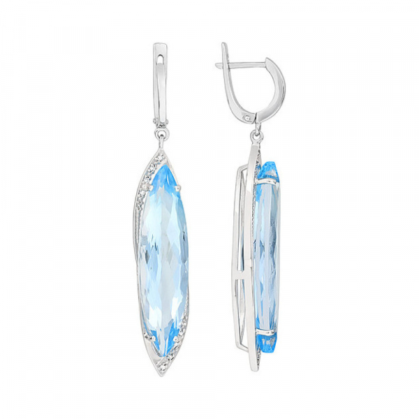 Золотые серьги с топазом и фианитом № 96143