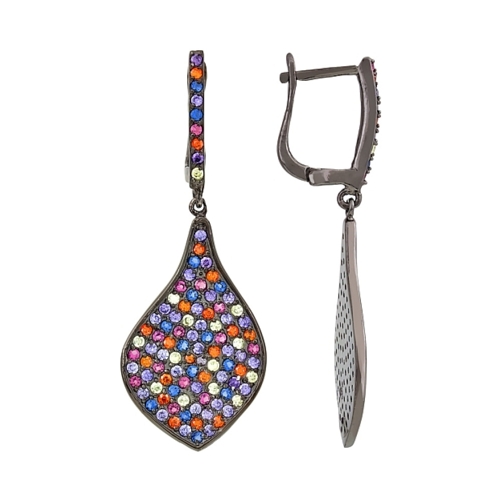 Серебряные серьги с фианитом № 115619