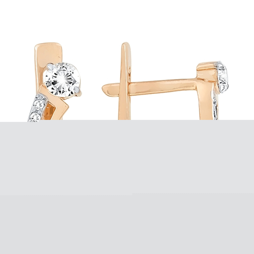 Золотые серьги с бриллиантом № 114954