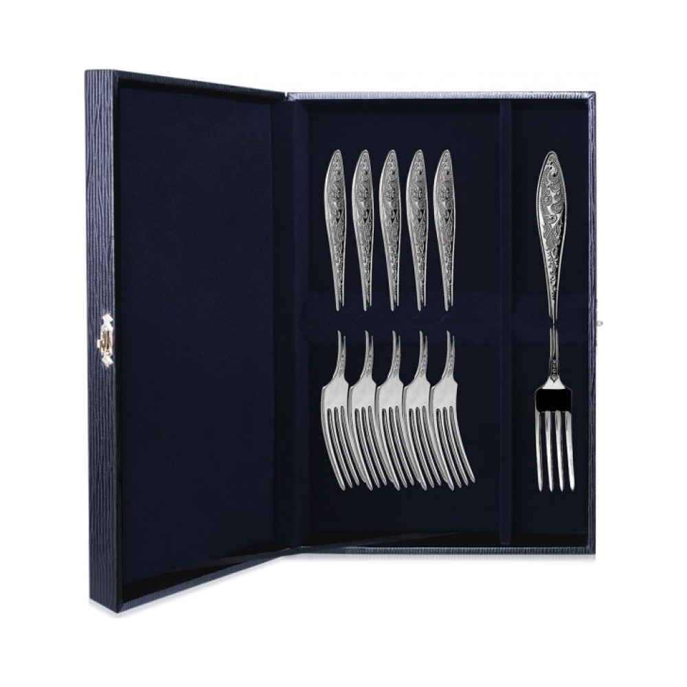 Набор из 6 серебряных десертных вилок  Морозко 