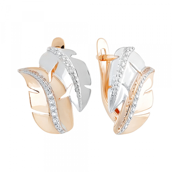 Золотые серьги с фианитом № 129885