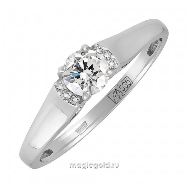 Золотое кольцо с бриллиантом № 128242