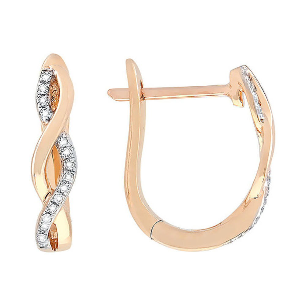 Золотые серьги с бриллиантом № 112785