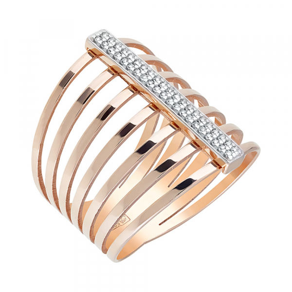 Золотое кольцо с фианитами № 121410