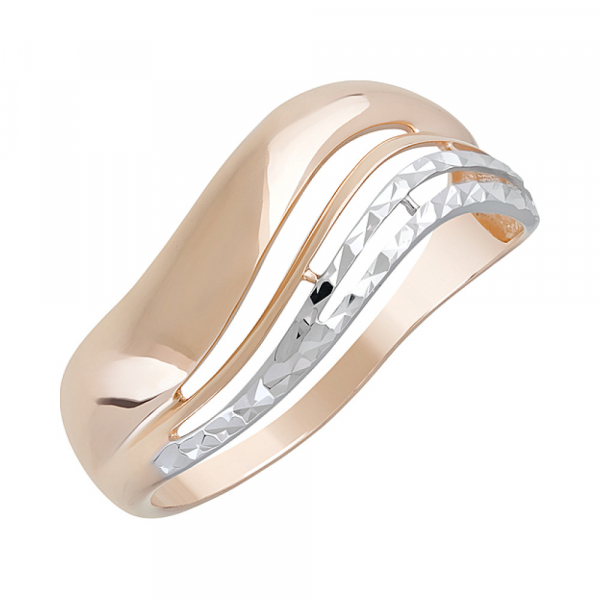 Золотое кольцо без камня с алмазкой № 127829