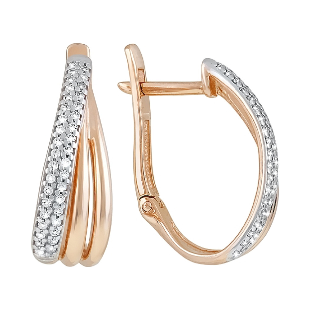 Золотые серьги с фианитами № 121434