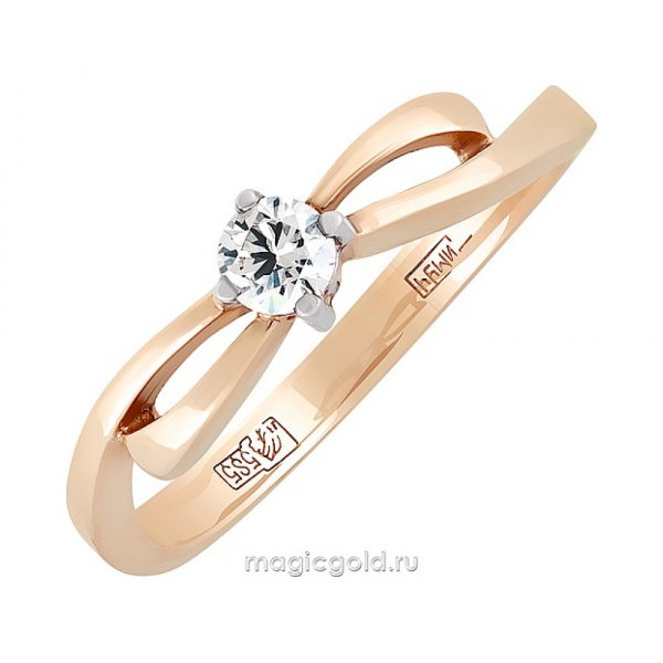 Золотое кольцо с бриллиантом № 66021