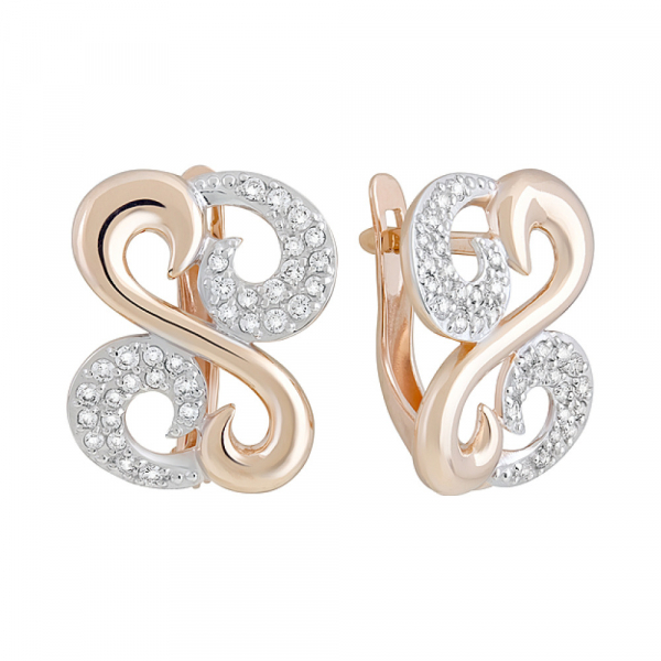 Золотые серьги с фианитами № 127810