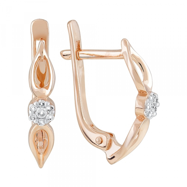 Золотые серьги с фианитами № 121926