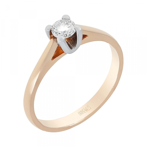 Золотое кольцо с бриллиантом № 101582