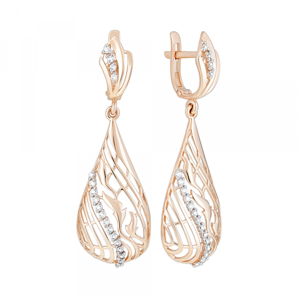 Золотые серьги с фианитами № 126813