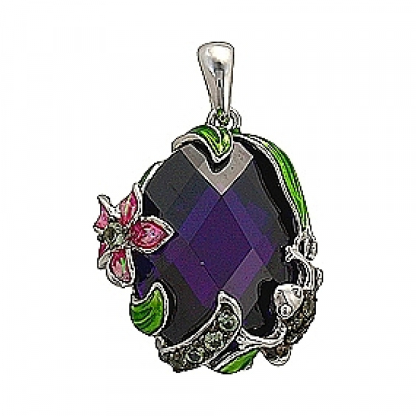 Серебряная подвеска с имитац. шпинели и фианитом № 70712