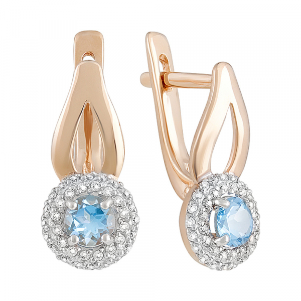 Золотые серьги с топазом и фианитом № 128478