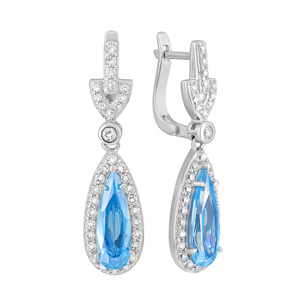 Серебряные серьги с фианитами № 127704