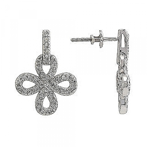 Серебряные серьги с фианитом № 80409