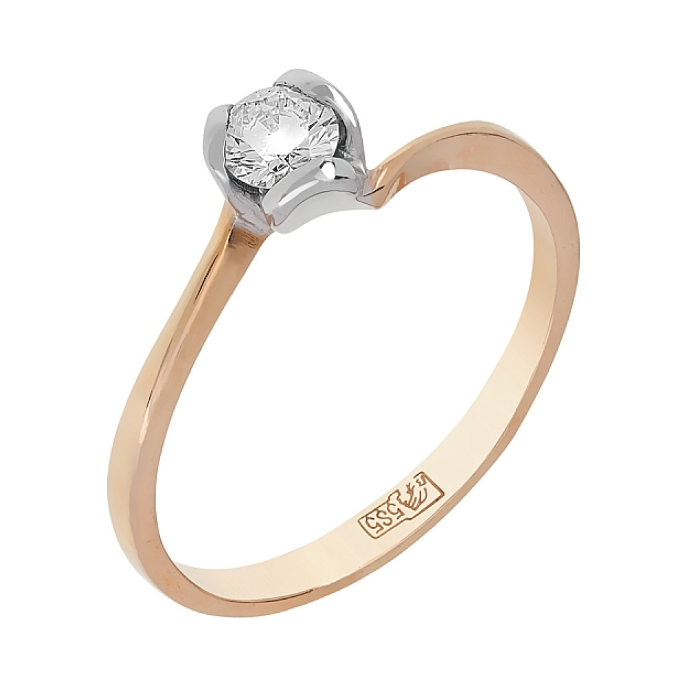 Золотое кольцо с бриллиантом № 103828