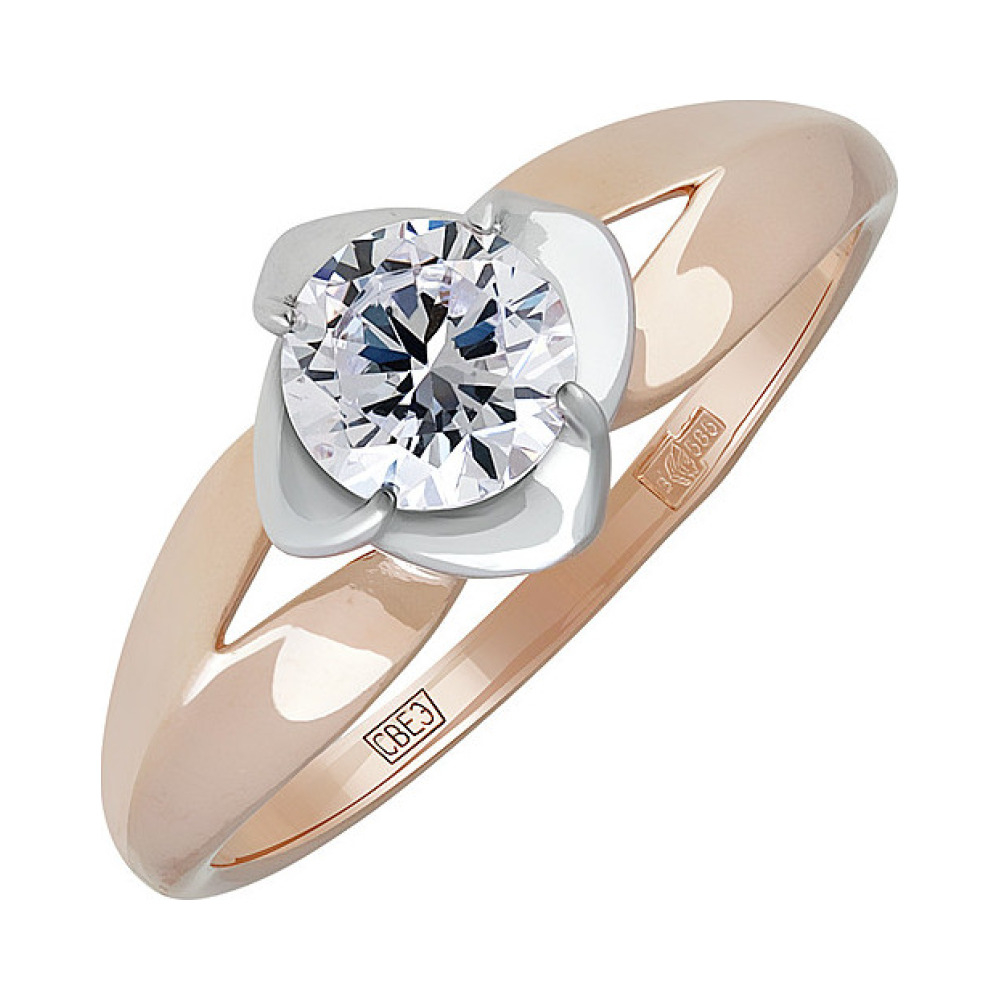 Золотое кольцо с фианитом № 138376