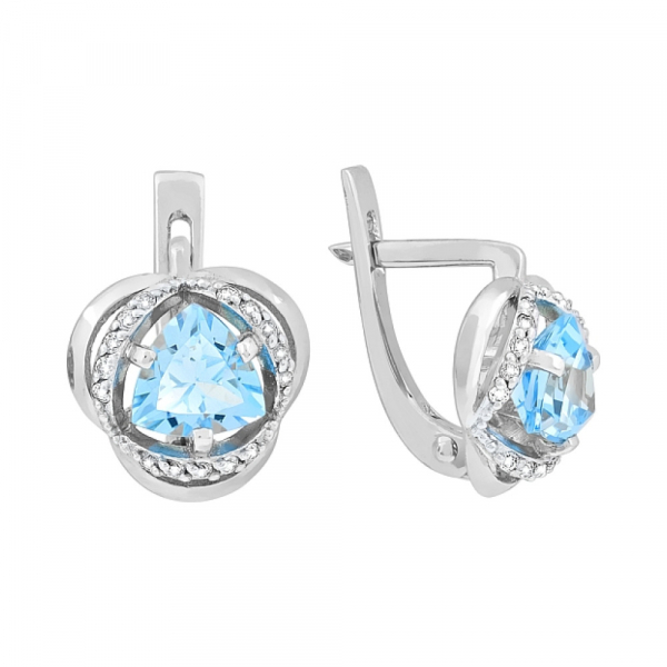 Золотые серьги с топазом и фианитом № 120933