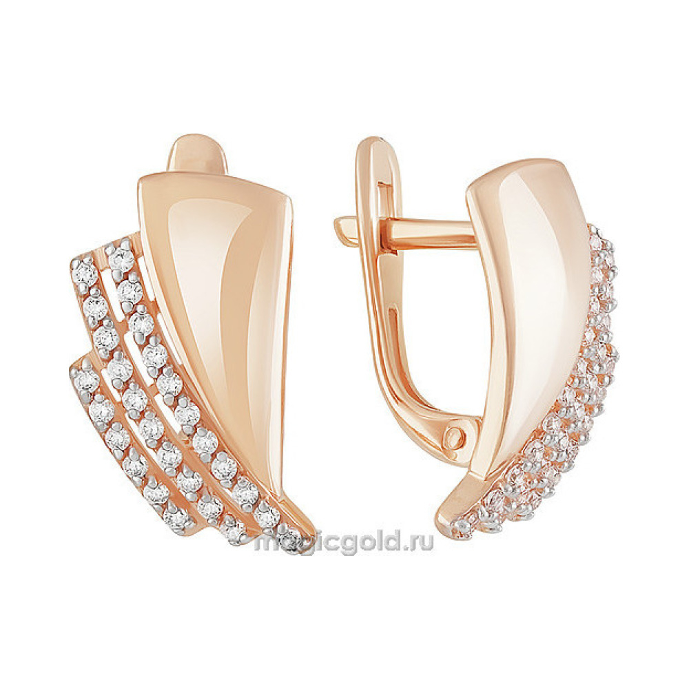 Золотые серьги с фианитом № 160787