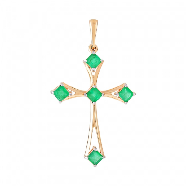 Золотая подвеска с изумрудом № 107433