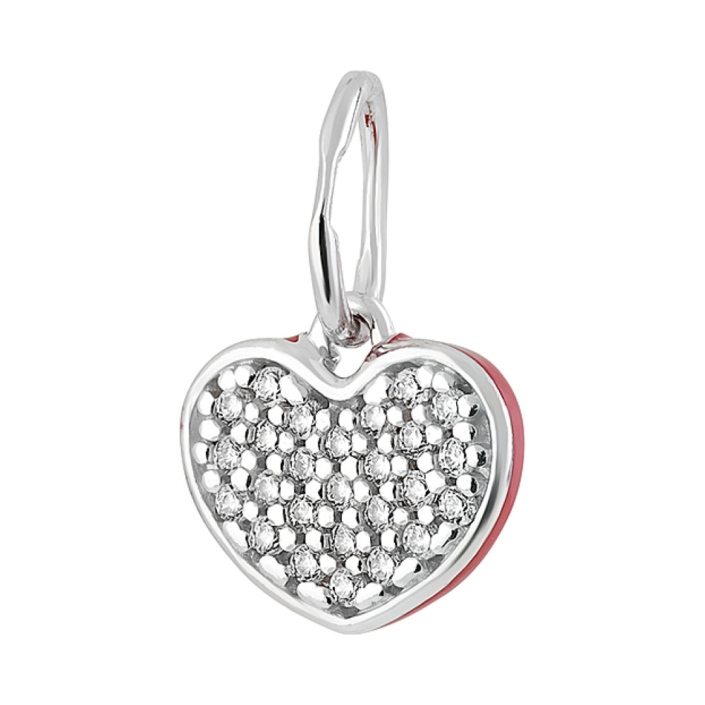 Серебряная подвеска с фианитом и эмалью № 129171