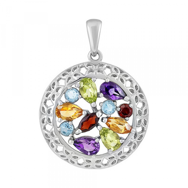 Серебряная подвеска с полудрагоценными вставками № 132707