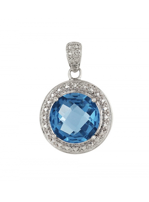 Серебряная подвеска с фианитом и имитац. шпинели № 66370