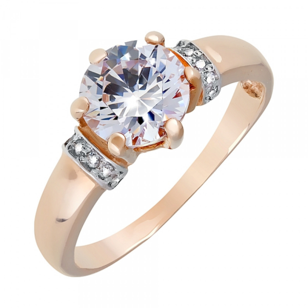 Золотое кольцо с фианитами № 121578