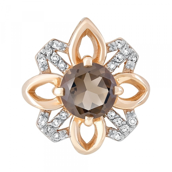 Золотая подвеска с раухтопазом и фианитом № 119347